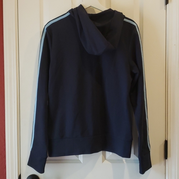 ADIDAS Navy Hooded Sweatshirt Hoodie sz L Women's - Picture 3 of 5